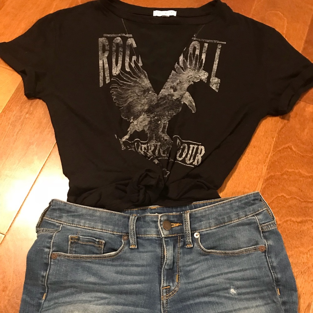 Black Mesh Detail T-Shirt